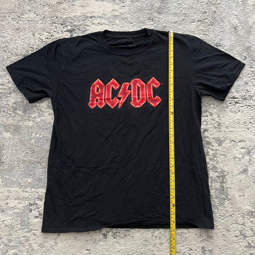 AC/DC LIGHTNING BOLT NEON SIGN LOGOS BLACK LARGE T-SHIRT Short Sleeve
